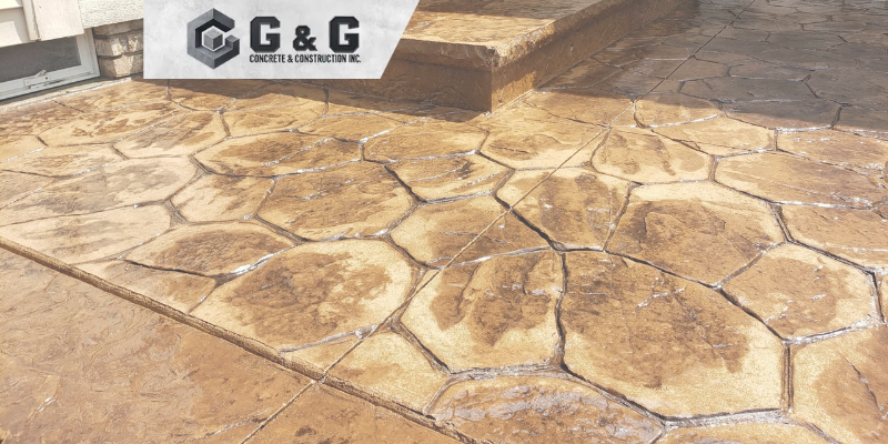 A newly installed stamped concrete patio
