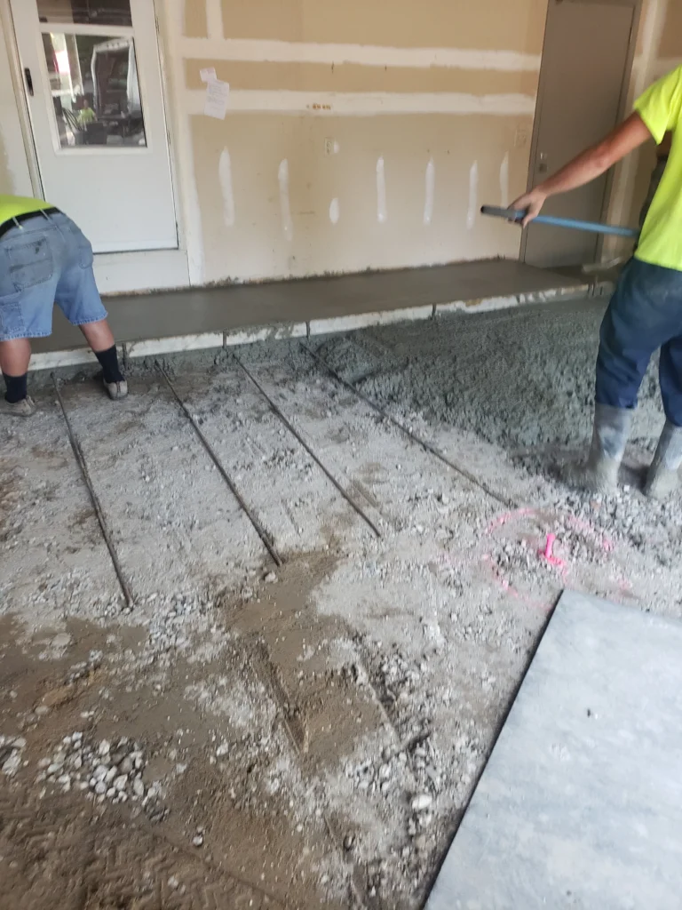 New concrete garage floor in progress