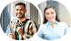 2 smiling customer profiles
