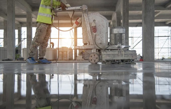 shiny concrete floor